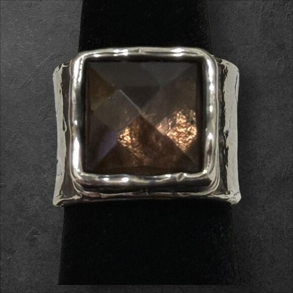 Silpada Chunky Smoky Quartz Size 7.25 Sterling Ring - Picture 2 of 3